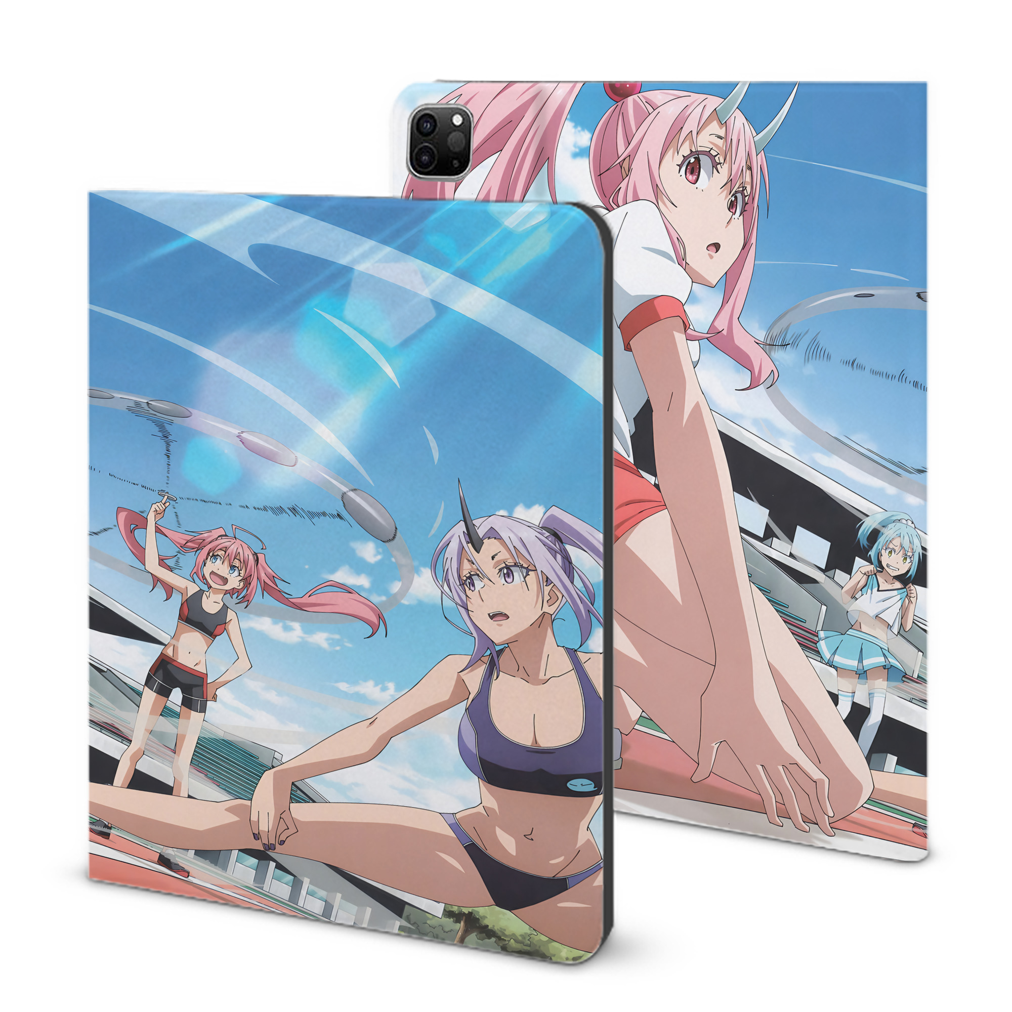 （画像用） 転スラ Regarding Reincarnated to Slime IPad ケース ブック型 PUレザー TPU 耐衝撃 軽量 薄型 ペン収納なし 全面保護 IPad 各モデル対応
